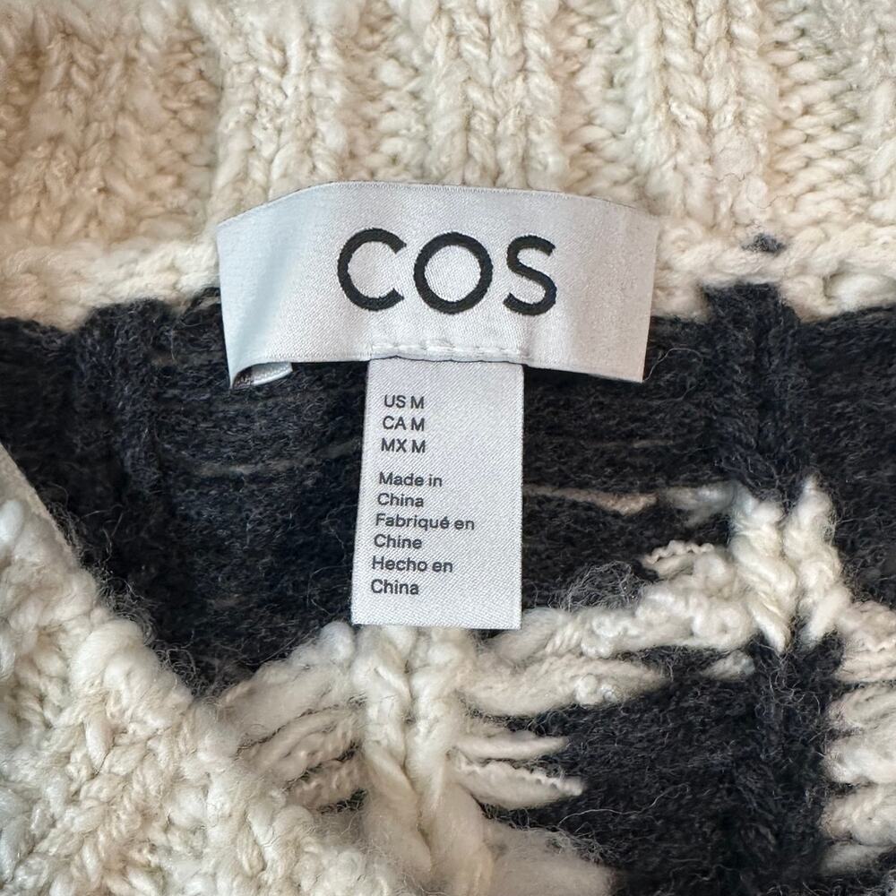 COS Fair Isle Wool Blend Crew Neck Sweater Chunky Knit Oversized Preppy Classic - Picture 12 of 16